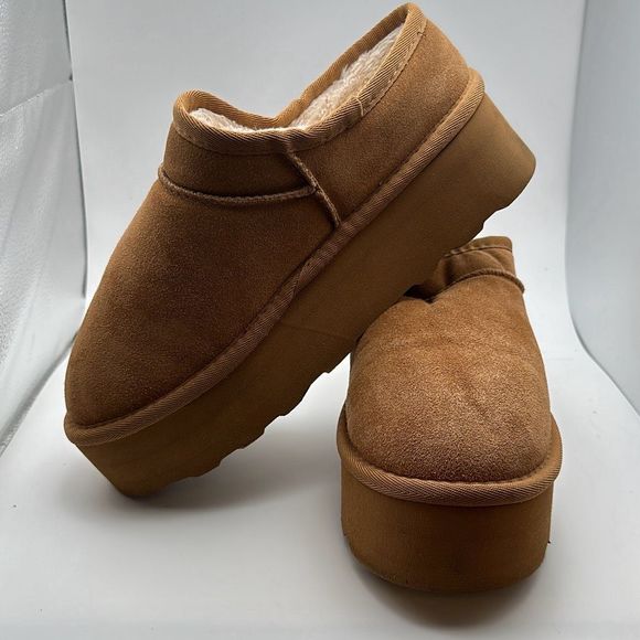 CUSHIONAIRE Women's Genuine Suede Cozy Mule Platform +Memory Foam 9 CHESTNUT - Picture 7 of 7
